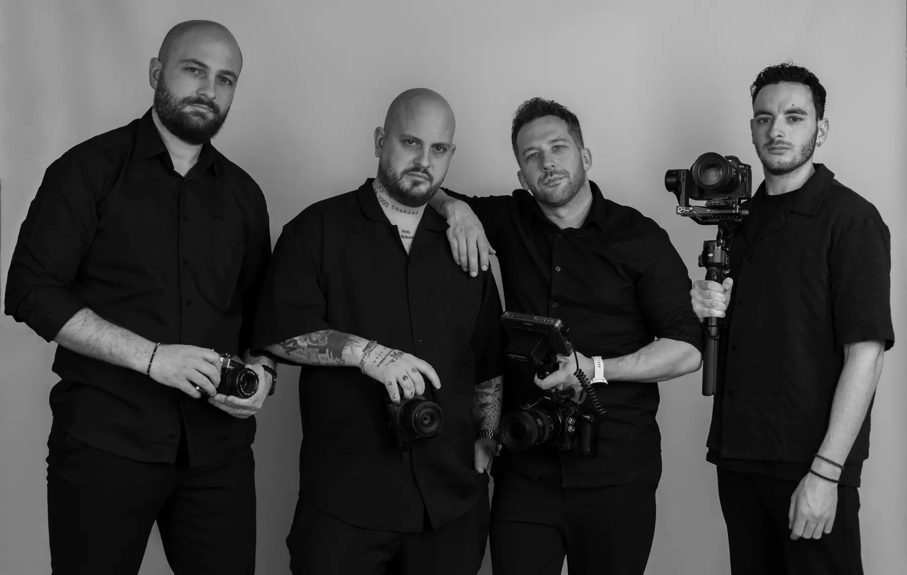 The eidos weddings team: Vasilis, Odysseas, Theo and Dimitris